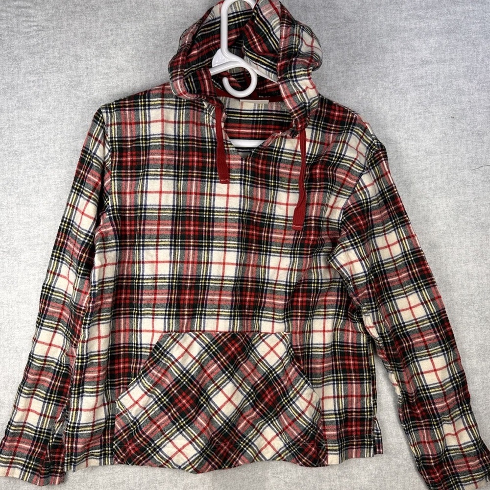 L.L. Bean Red White and Black Plaid Hooded Jacket